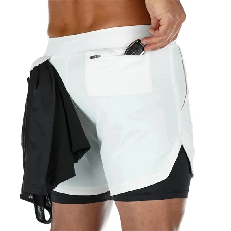 2-in-1 Men's Gym Fitness Running Shorts