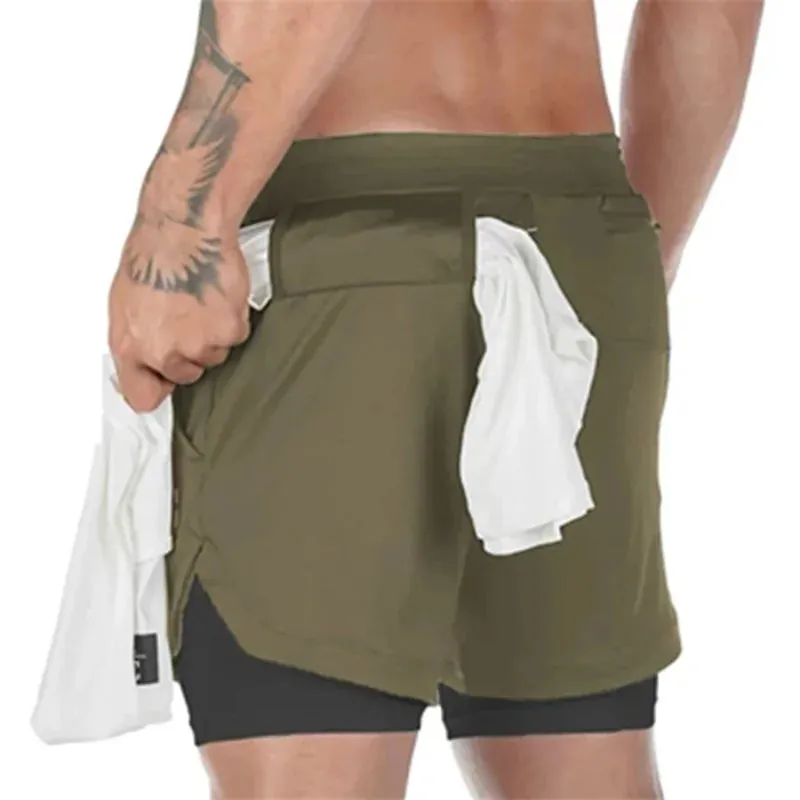 2-in-1 Men's Gym Fitness Running Shorts