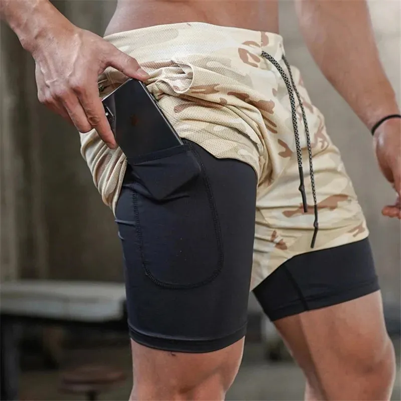 2-in-1 Men's Gym Fitness Running Shorts