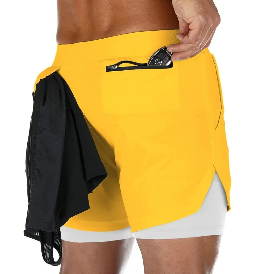 2-in-1 Men's Gym Fitness Running Shorts