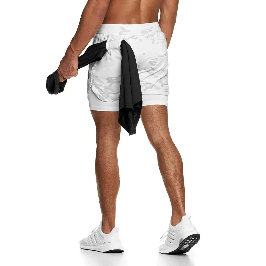 2-in-1 Men's Gym Fitness Running Shorts