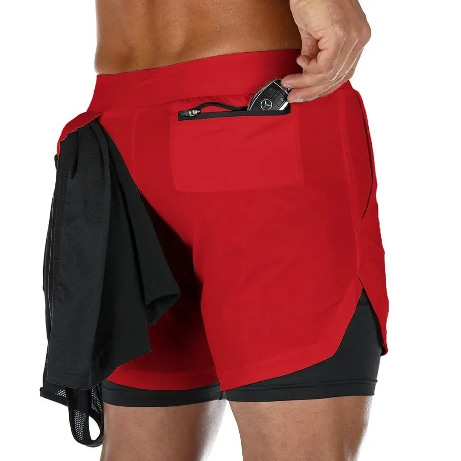 2-in-1 Men's Gym Fitness Running Shorts