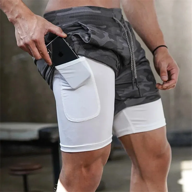 2-in-1 Men's Gym Fitness Running Shorts