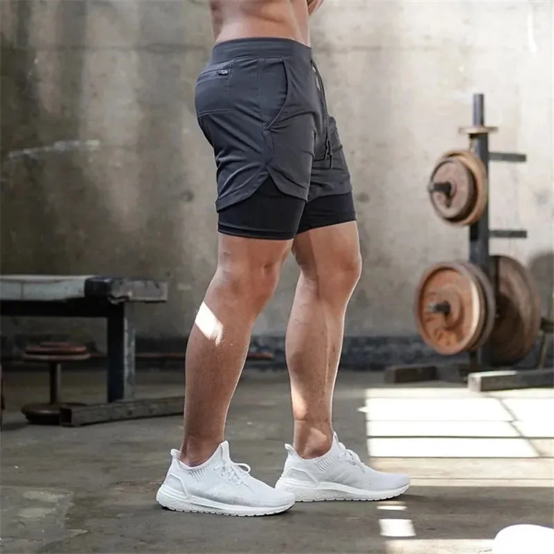 2-in-1 Men's Gym Fitness Running Shorts