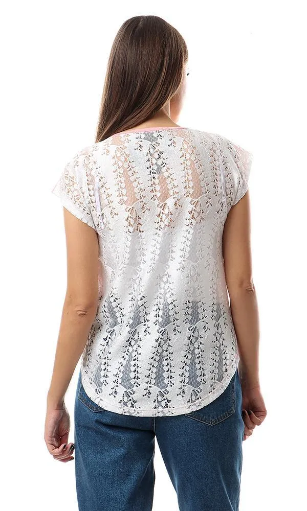 56814 Back Lace Simple Leightweight Rose Top