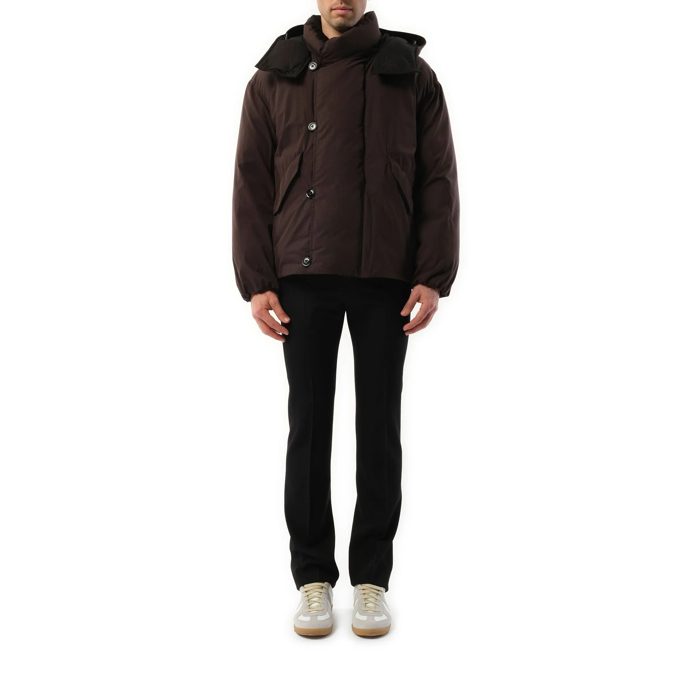 B Hooded Puffer Blouson in Espresso