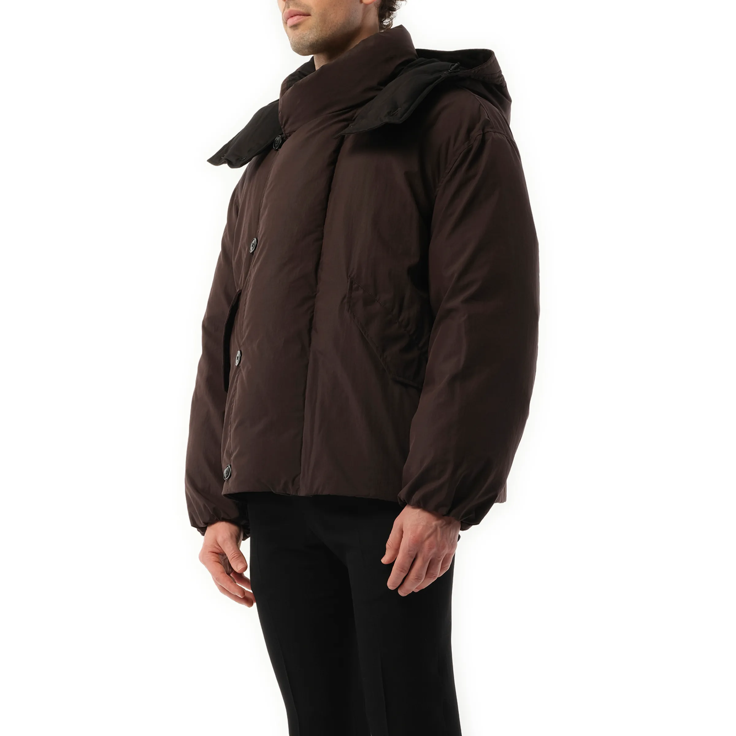 B Hooded Puffer Blouson in Espresso