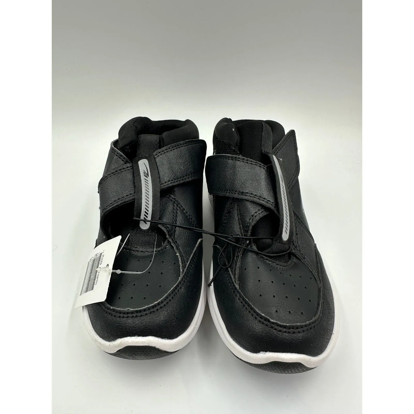 Big Kid Size 2 Black Leather X Cross Strap Sneakers