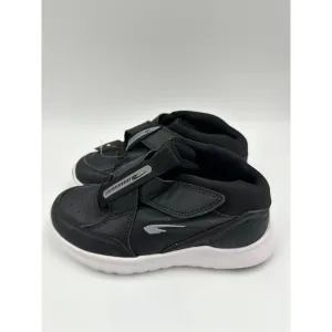 Big Kid Size 2 Black Leather X Cross Strap Sneakers