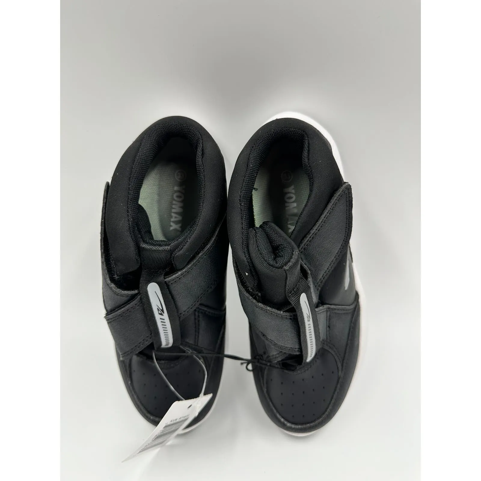 Big Kid Size 2 Black Leather X Cross Strap Sneakers