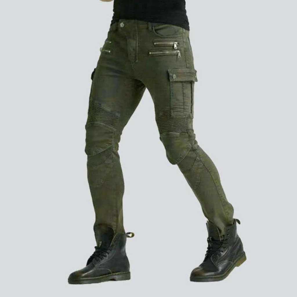 Biker cargo jeans with zippers