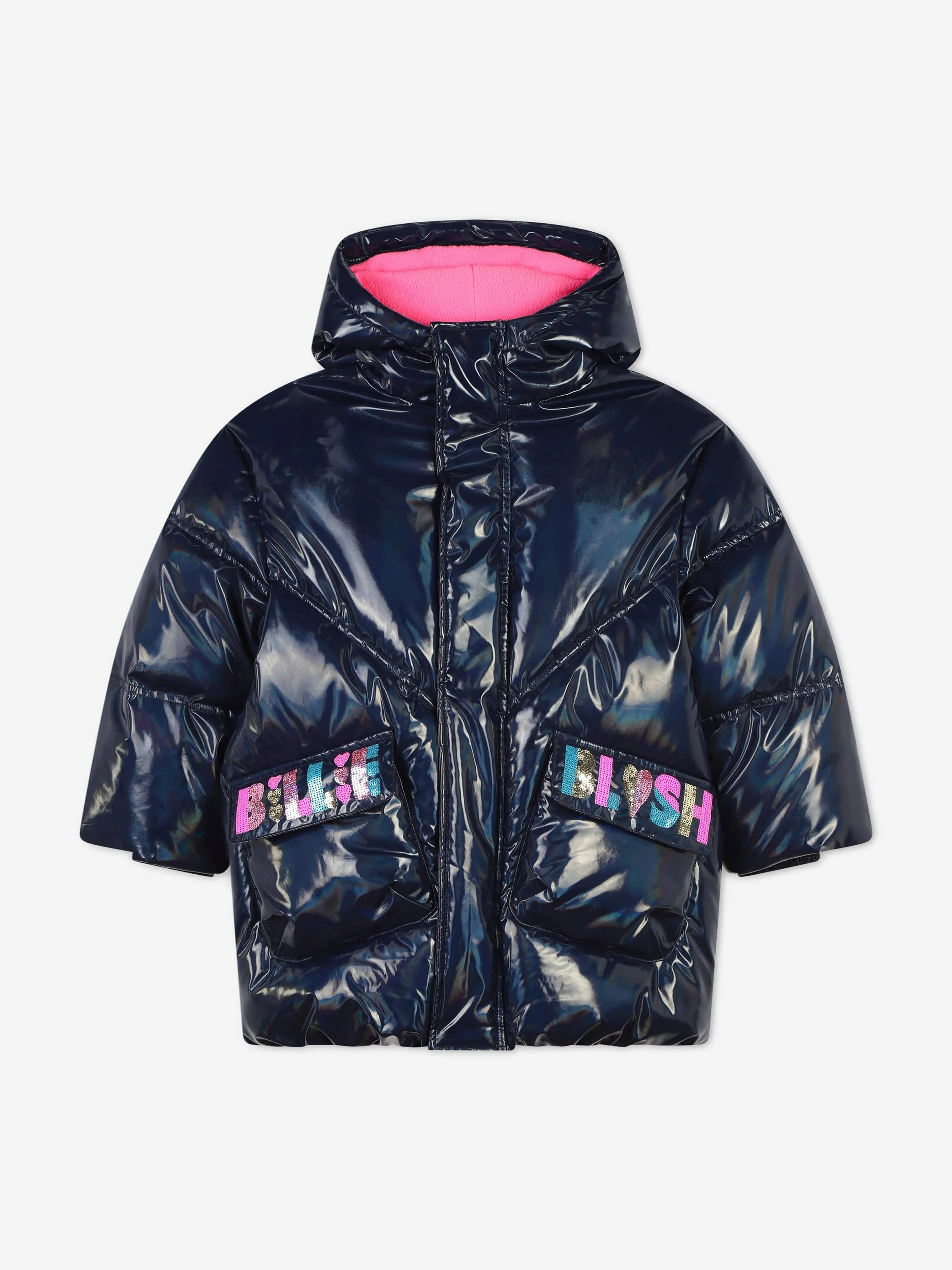 Billieblush Girls Padded Logo Jacket in Navy