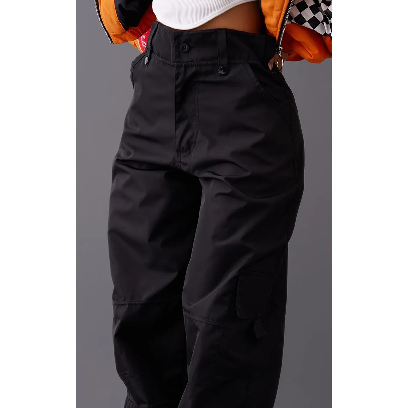 Black Straight Cargo Pocket Trousers