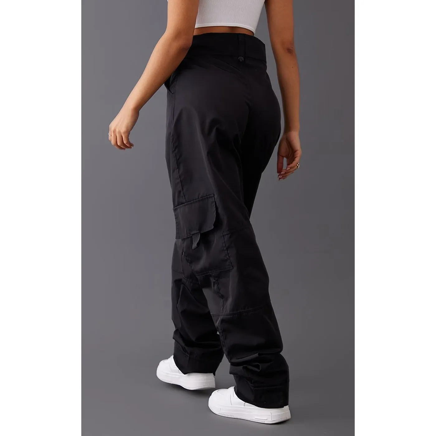 Black Straight Cargo Pocket Trousers