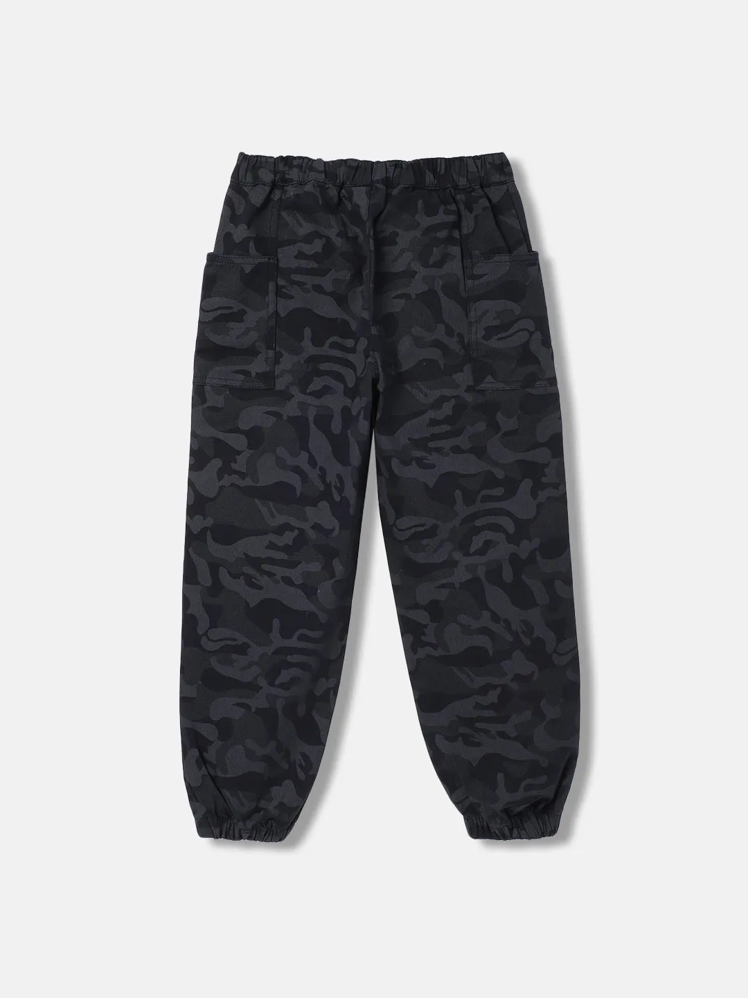 Blue Giraffe Boys Navy Camouflage Print Mid-Rise Regular Fit Joggers Style Trouser