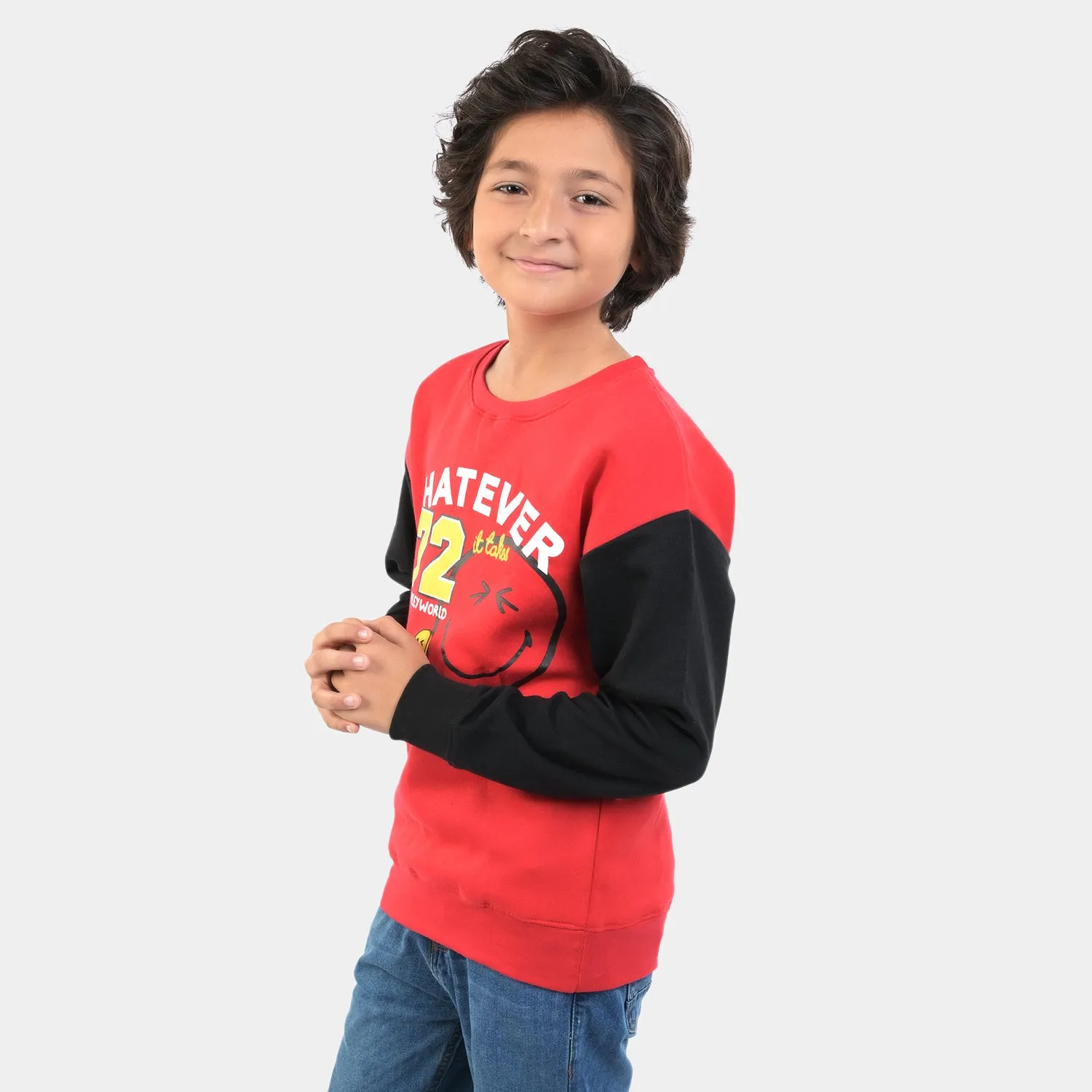 Boys Fleece Sweatshirt Whatever-Red