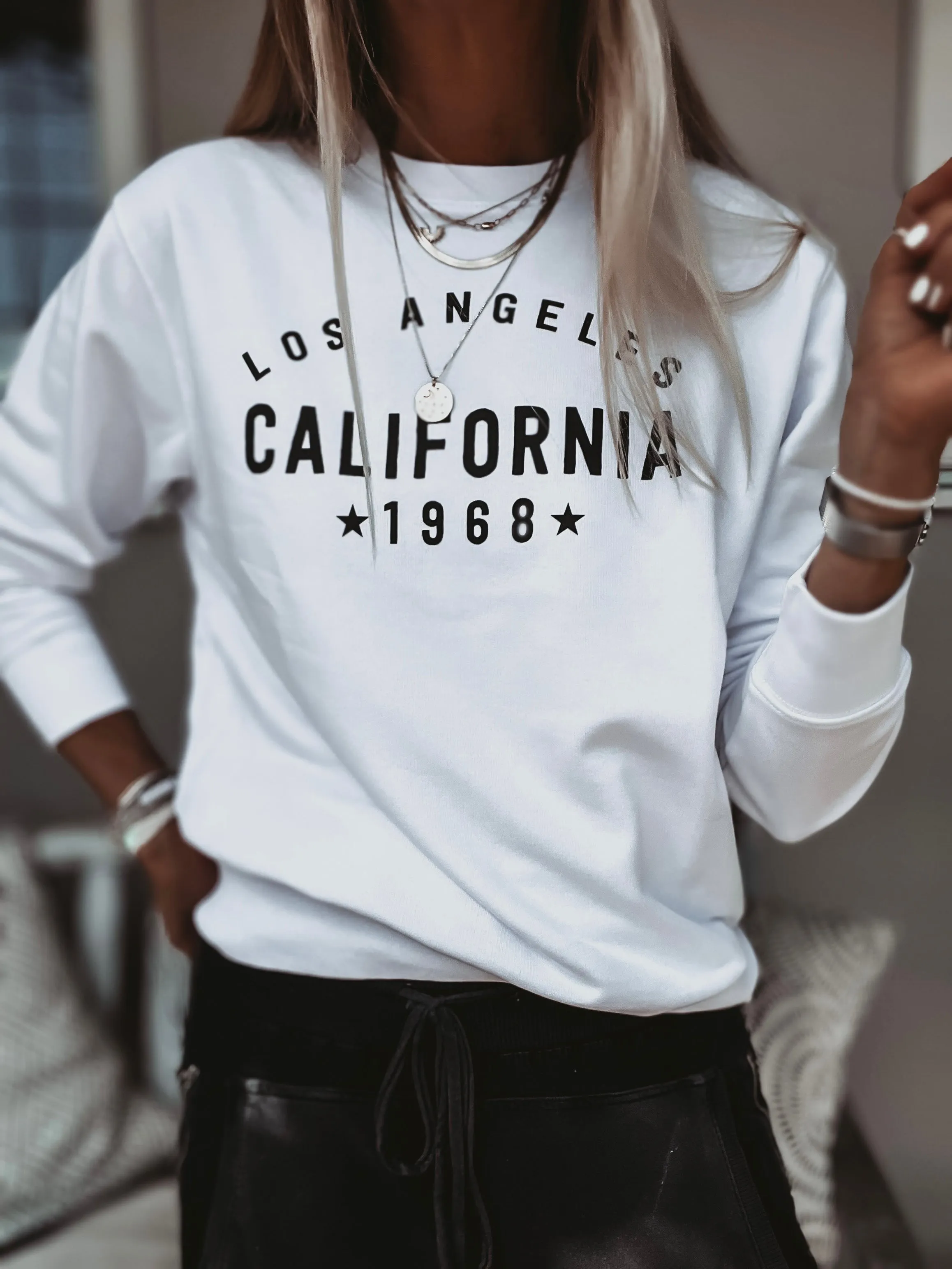 California Los Angeles WHITE/BLACK sweatshirt *NEW*