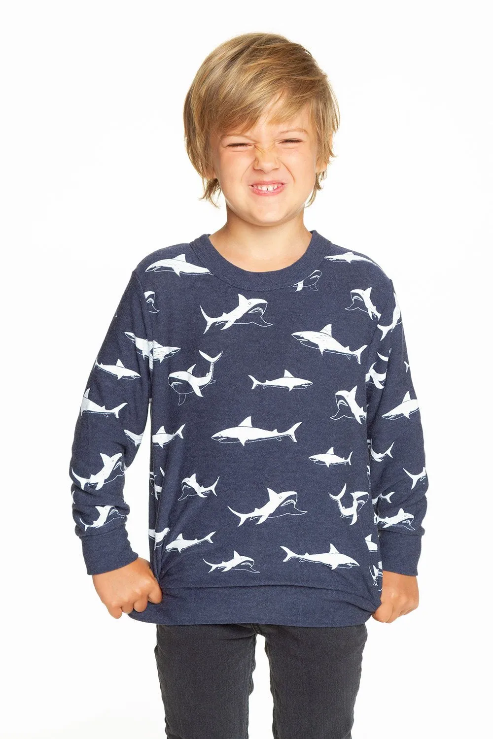 Chaser Happy Sharks Cozy Knit Pullover