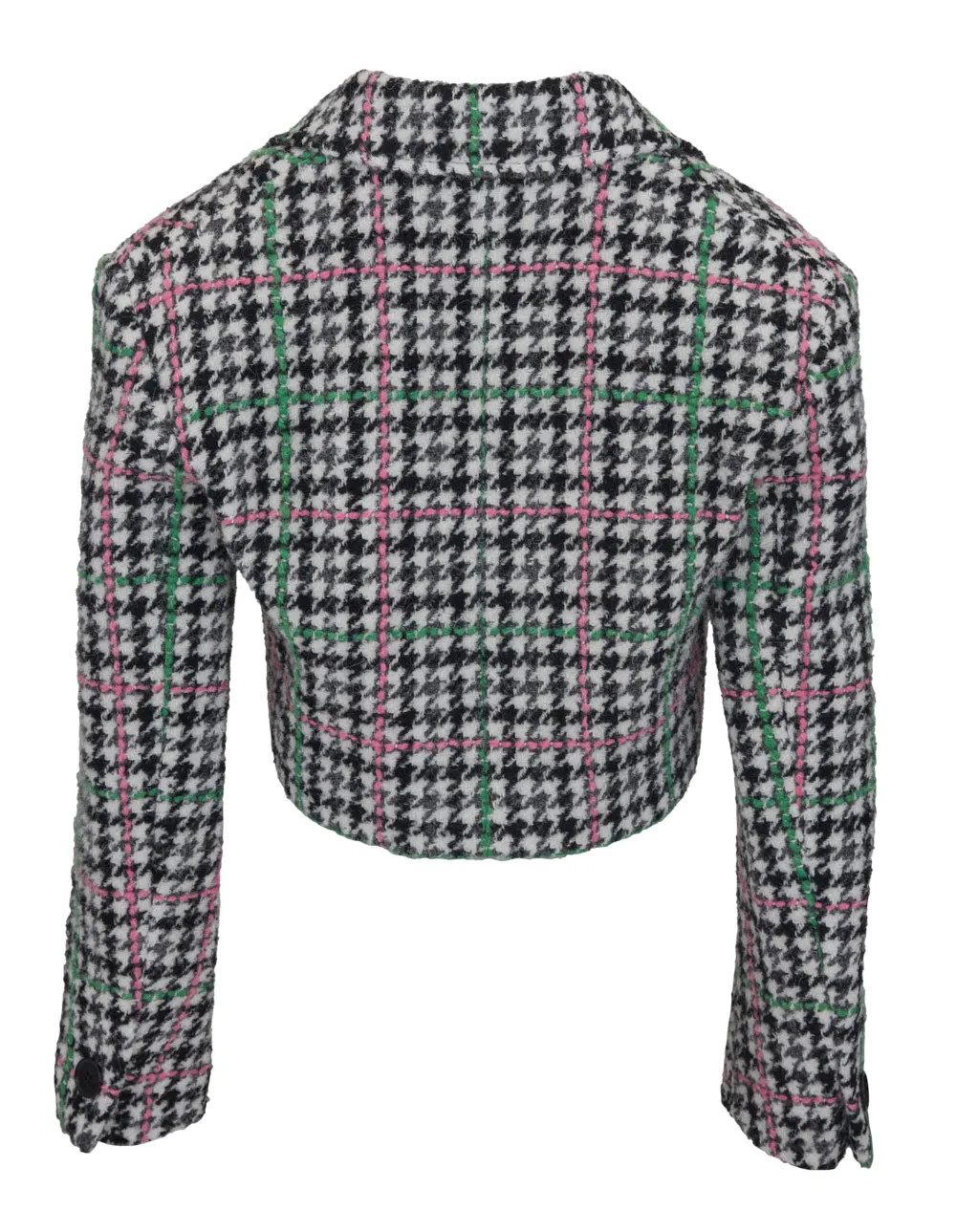 Checkered Single Breasted Cropped Jacket