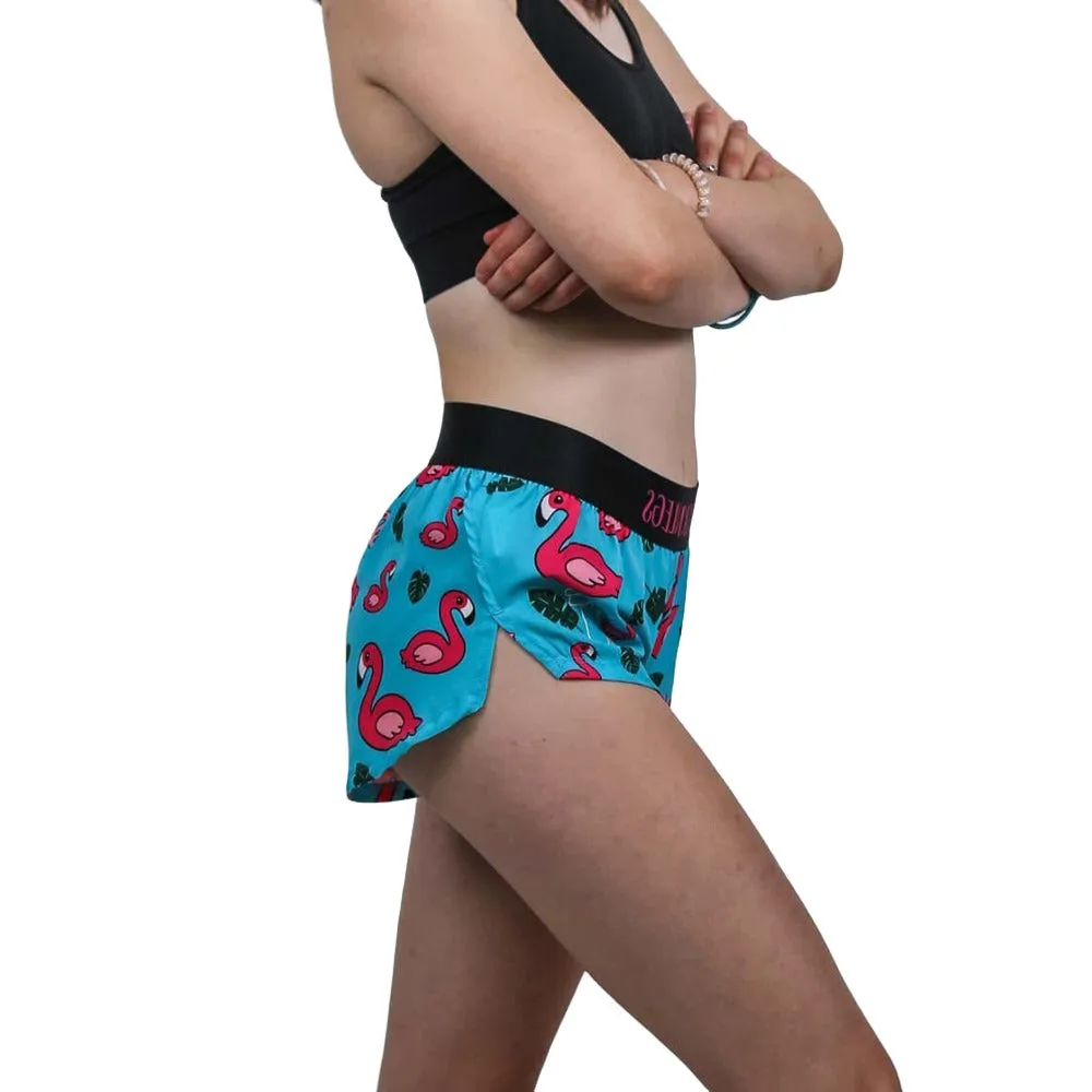 ChicknLegs Women's Flamingo Split Shorts 1.5"