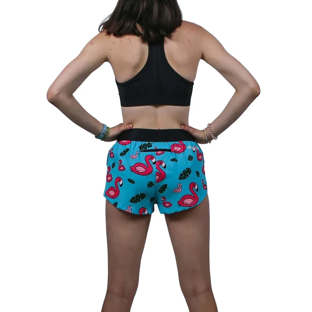 ChicknLegs Women's Flamingo Split Shorts 1.5"