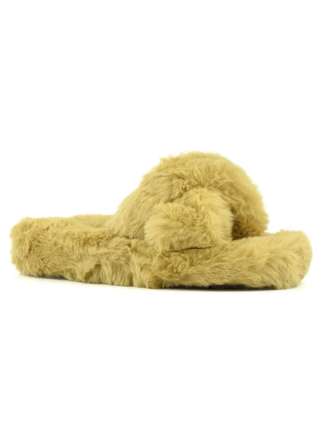 COC-Kid's  SLIPPER FUR criss cross yellow