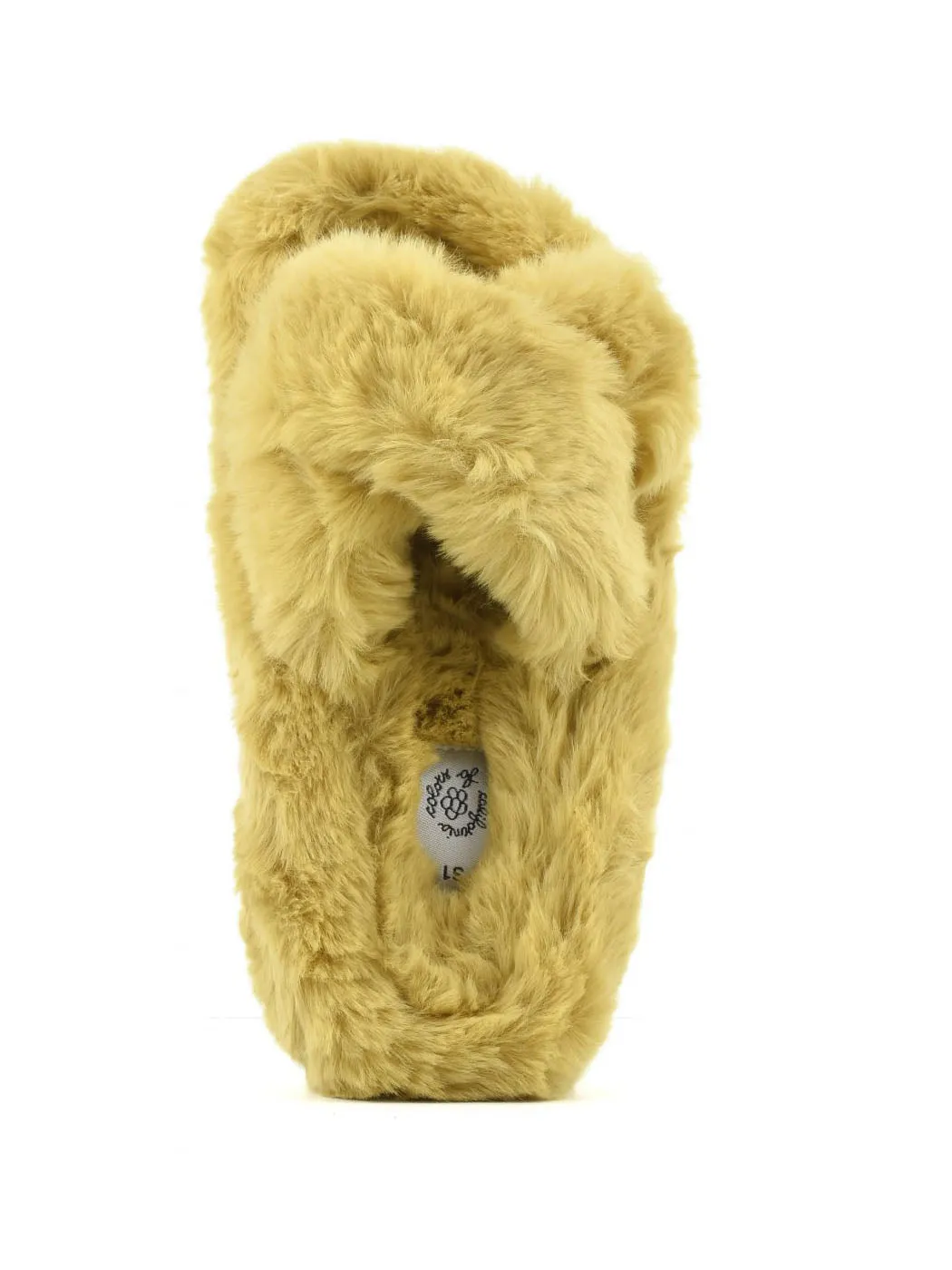 COC-Kid's  SLIPPER FUR criss cross yellow