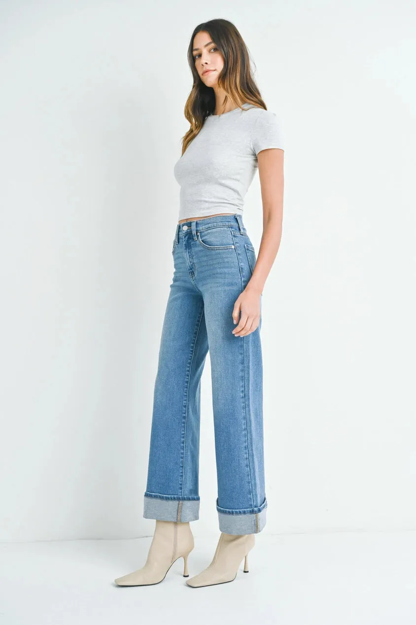 Cuffed Palazzo Jeans