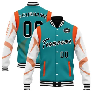 Custom Light Green Miami Jacket Bomber Full-Snap Varsity Letterman Personalized Jacket FZ005-D025004-25