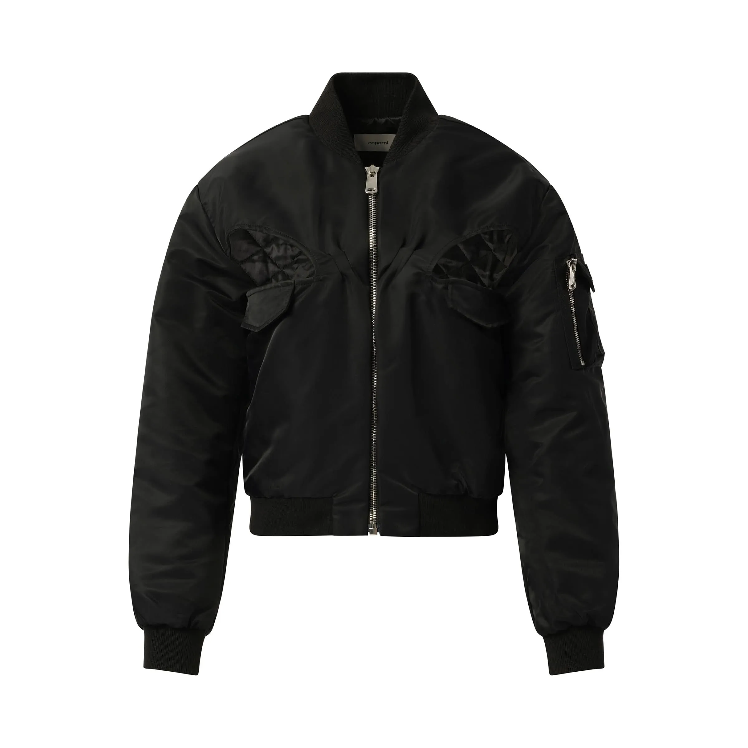 Cut-Out Bomber Jacket in Black