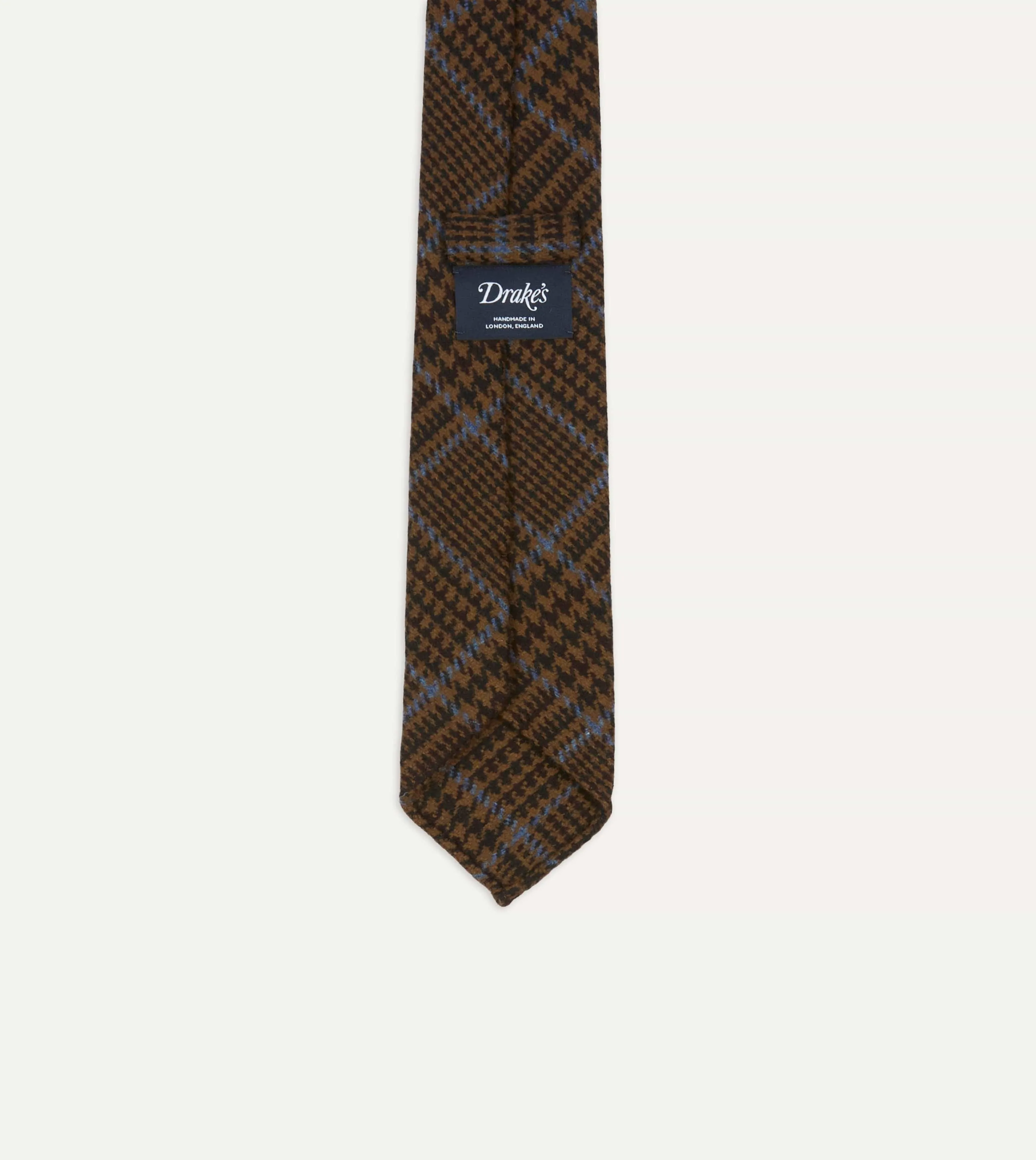 Dark Brown Prince of Wales Check Hand Rolled Wool Tie