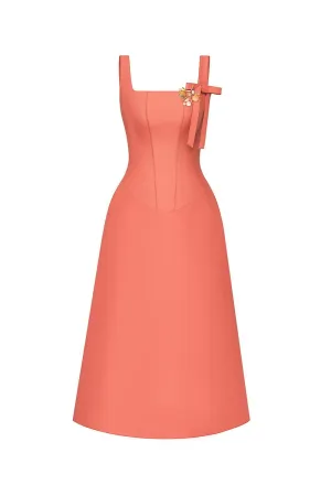 Eleonora A-line Sleeveless Taffeta Midi Dress