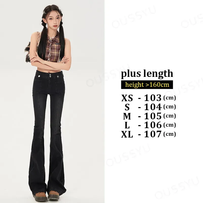 Flared Jeans Woman Vintage High Waist Slim Stretch Denim*