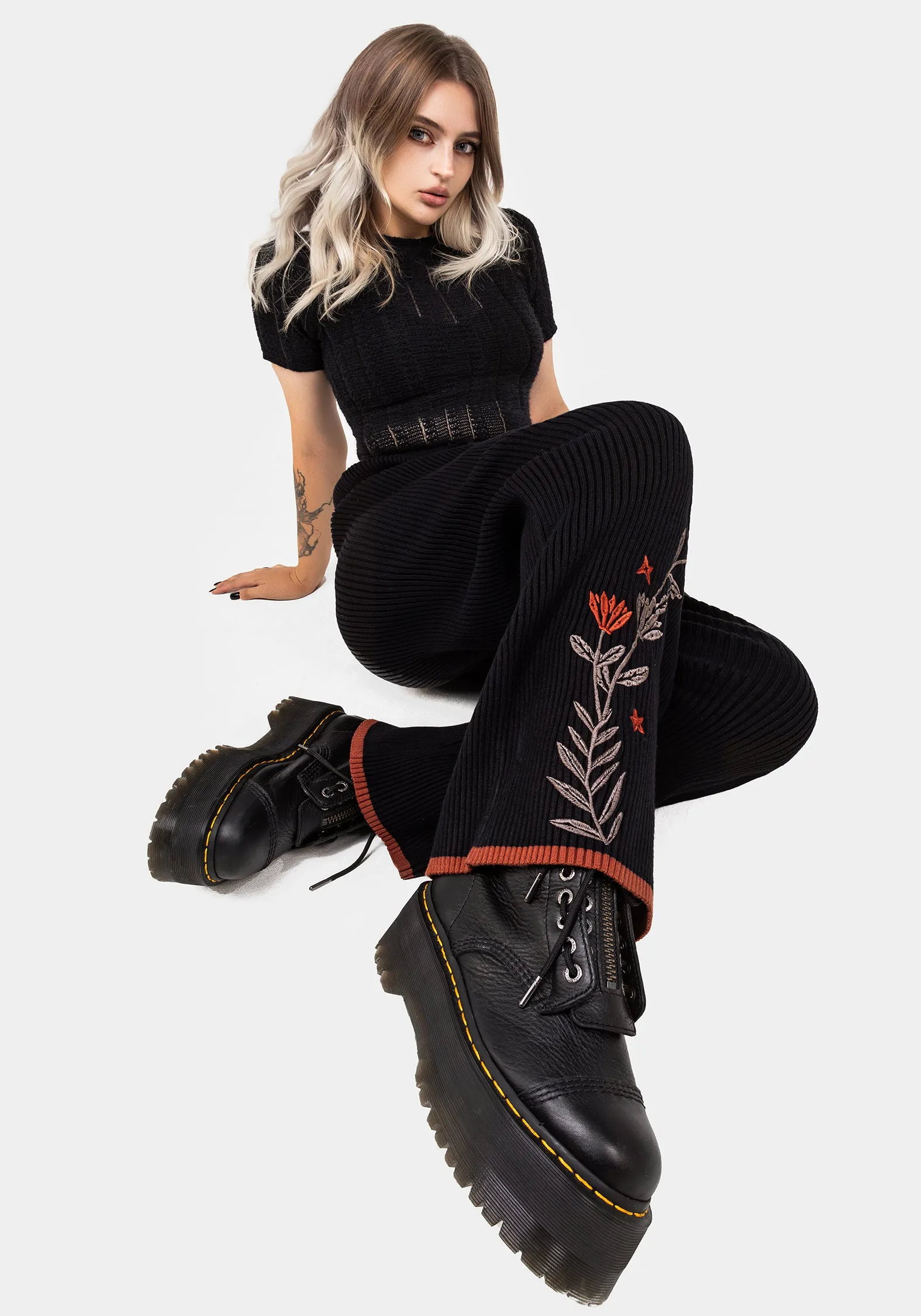 Foxfire Embroidered Knit Joggers