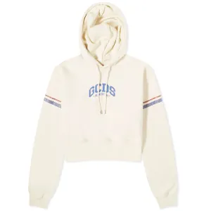 GCDS Logo Cropped Hoodie, cream