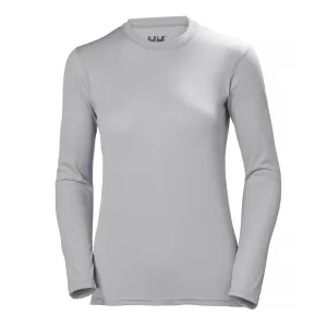 HELLY HANSEN TECH CREW LS, LIGHT GREY WOMENS