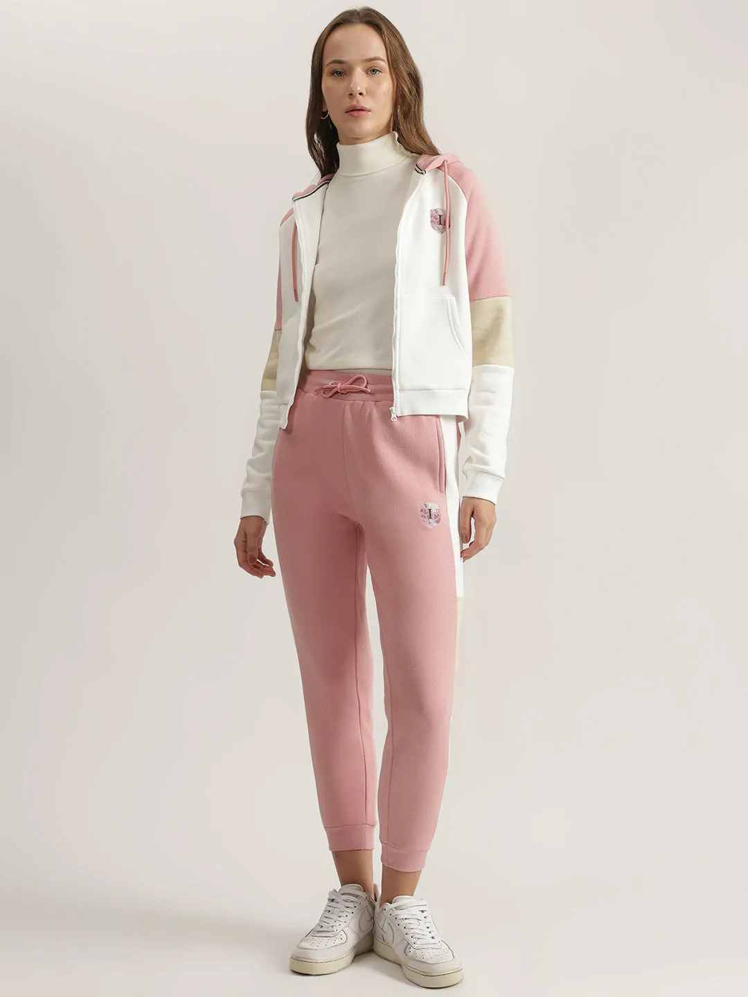 Iconic Women Pink Solid Straight Joggers Style Sweatpant