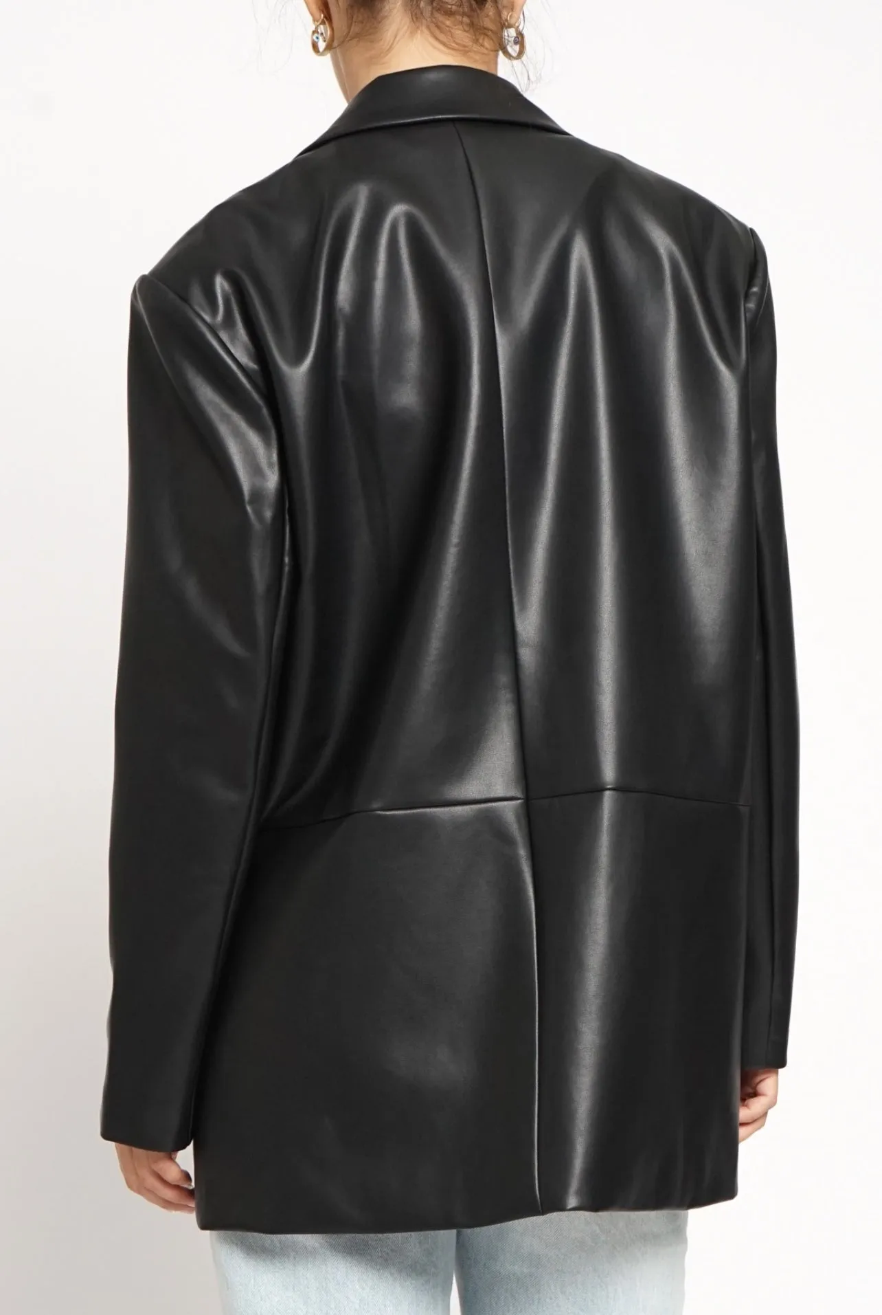 It’s not that serious faux leather boyfriend blazer