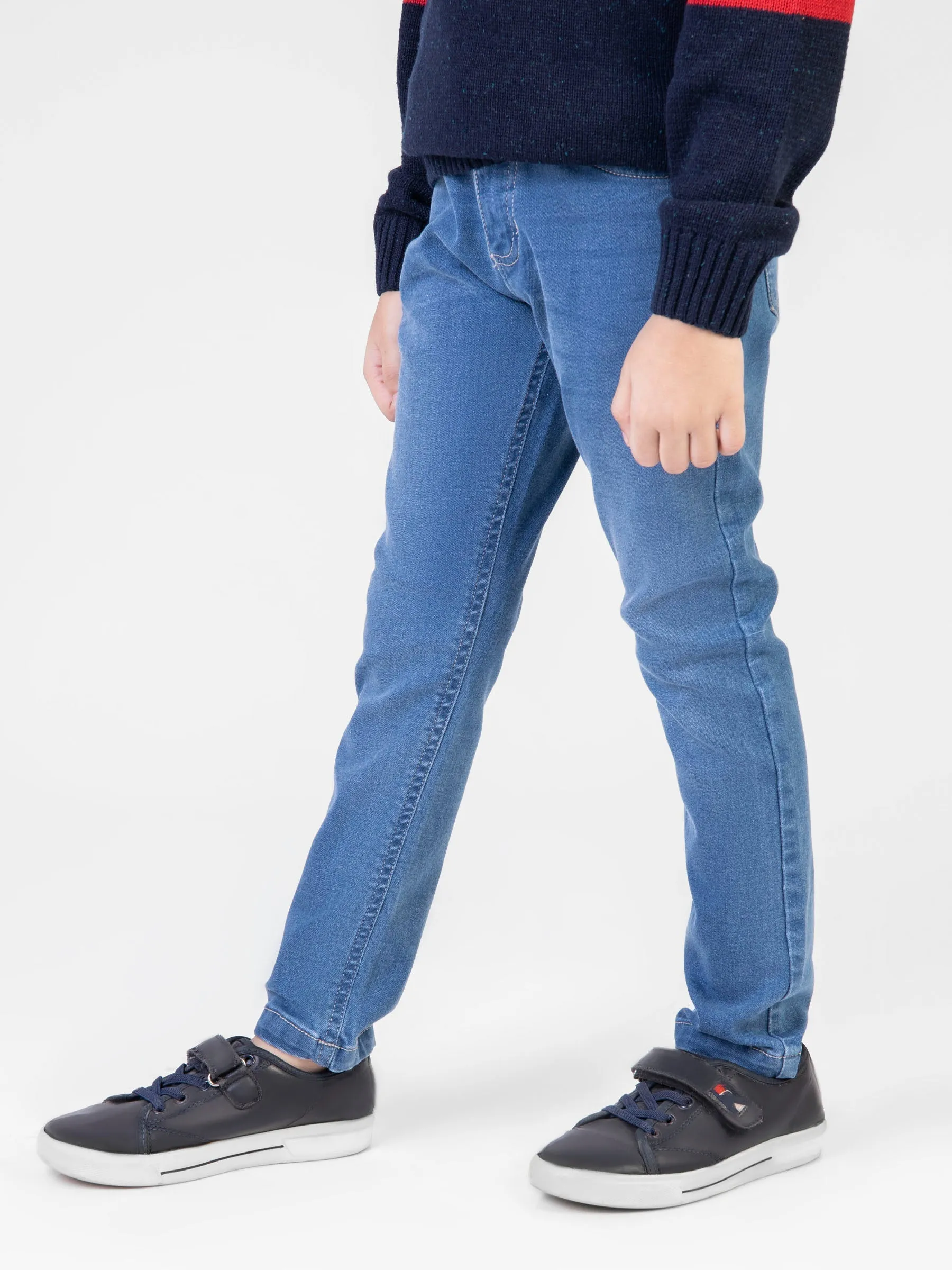 Light Blue Slimfit Casual Jeans With Detailing - Junior