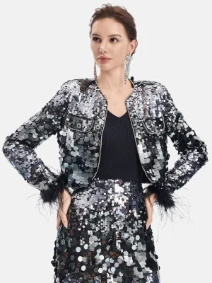 Luxe Sequined Feather Jacket