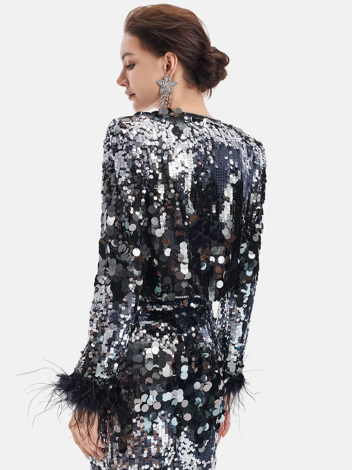 Luxe Sequined Feather Jacket