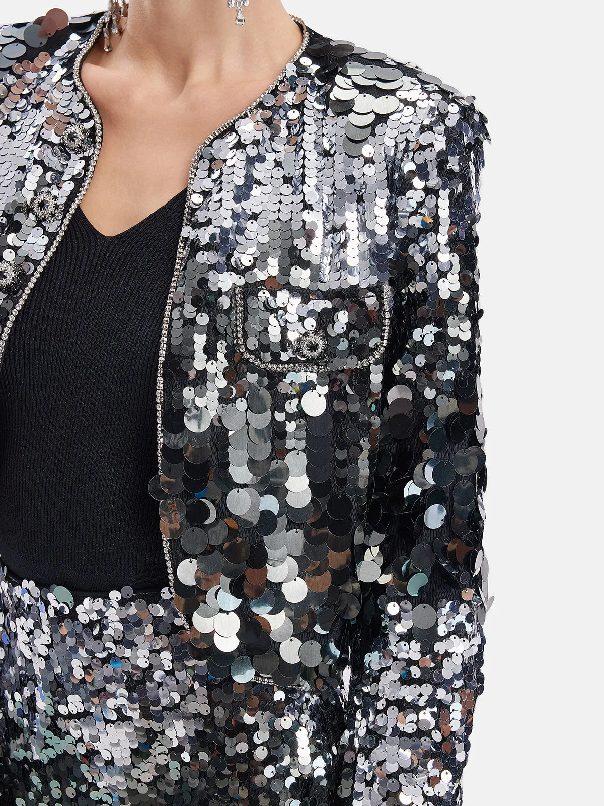 Luxe Sequined Feather Jacket