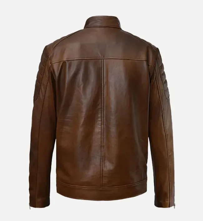 Men's Slim Fit Brown Leather Jacket