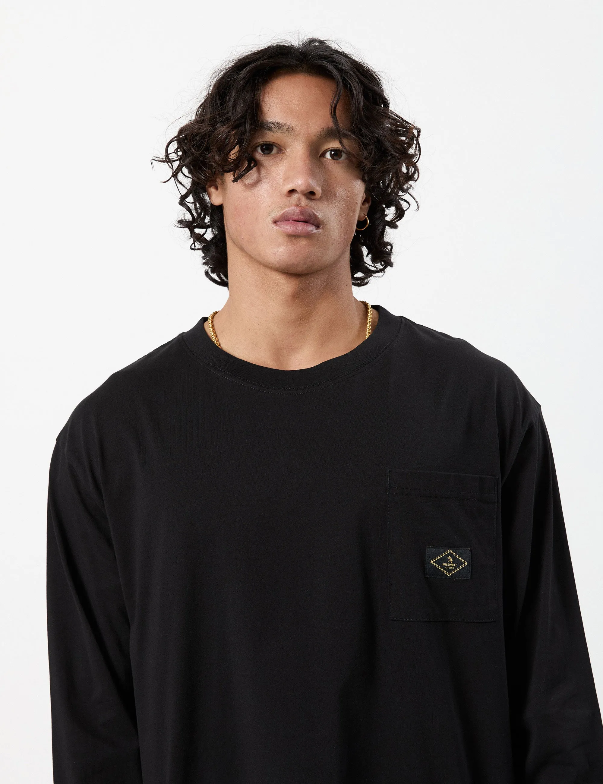 Mondo Longsleeve Patch Tee - Black