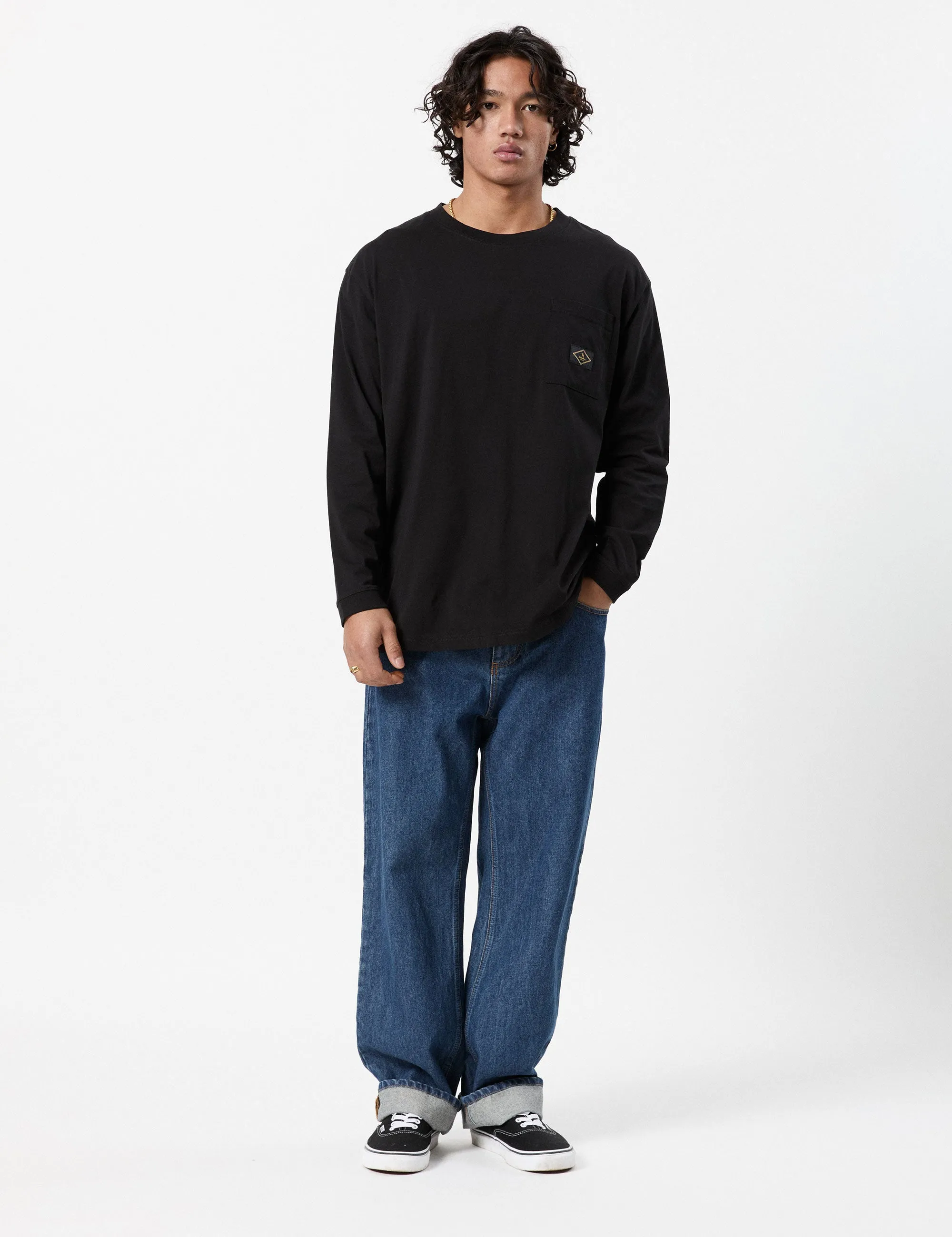 Mondo Longsleeve Patch Tee - Black