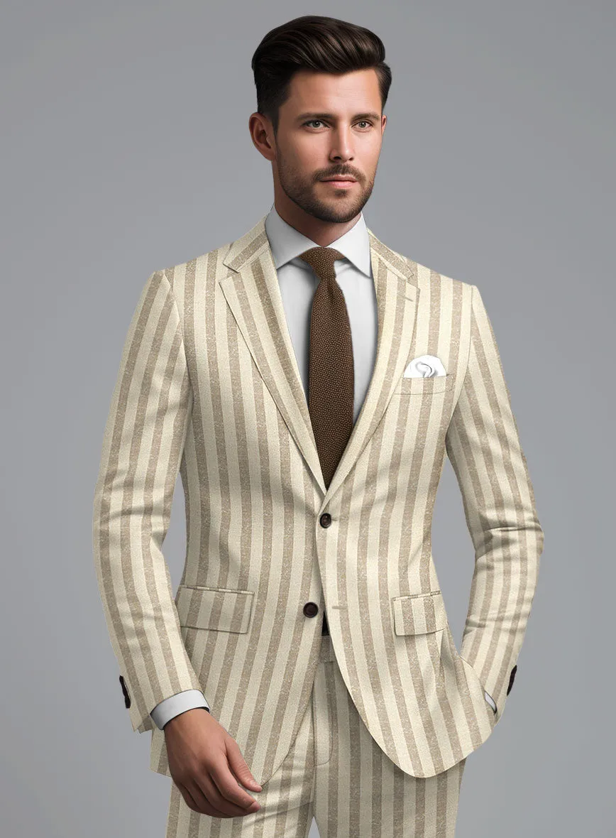 Noble Cream Stripe Wool Silk Linen Jacket