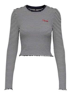 Onlmaja L/s Cropped Stripe Top Cc J - Blauw Dessin