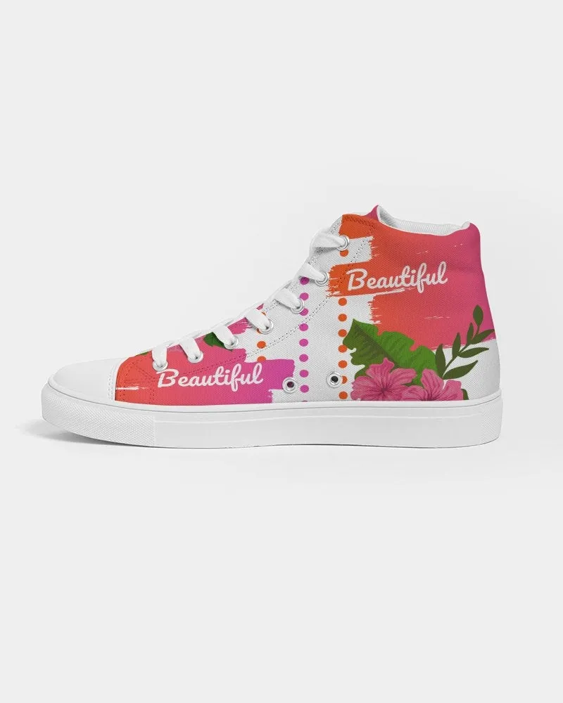 Pink Hibiscus Beautiful Graphic Print Hightop Sneakers