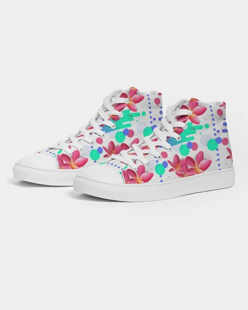 Pink Plumeria Floral Hightop Sneakers