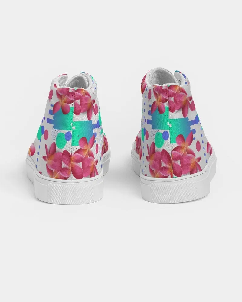 Pink Plumeria Floral Hightop Sneakers